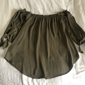 BCBG Off-The-Shoulder Tie Blouse